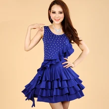 Латинские танцевальные платья для продажи черный/красный/сапфировый синий Одежда для танцев M/L женские костюмы для латинских танцев