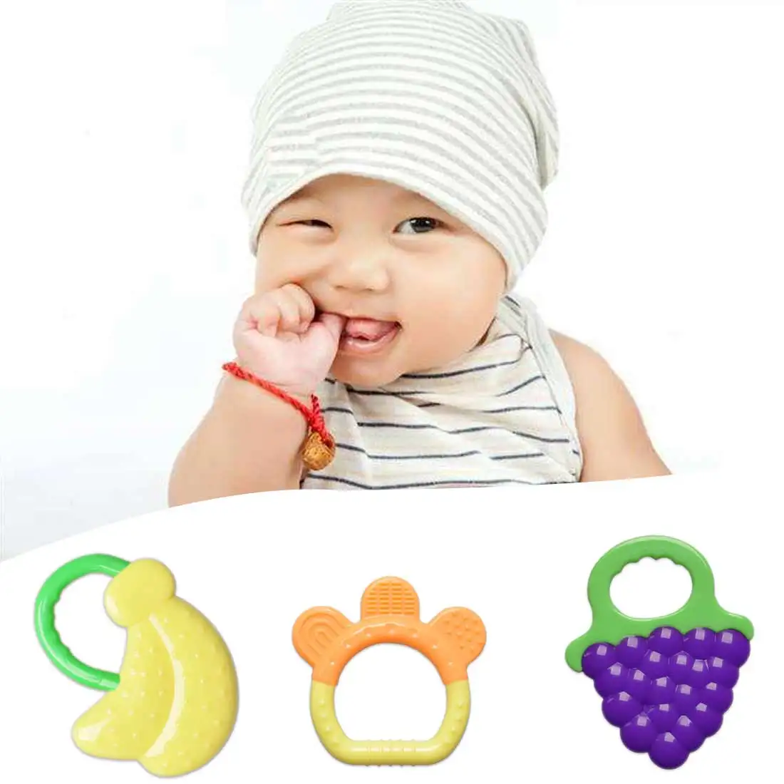 

Patterns Silicone Teethers Fruit Grape Banana Watermelon Baby Teether Silicone Chew Charms Baby Teething Gift Toddler Toys