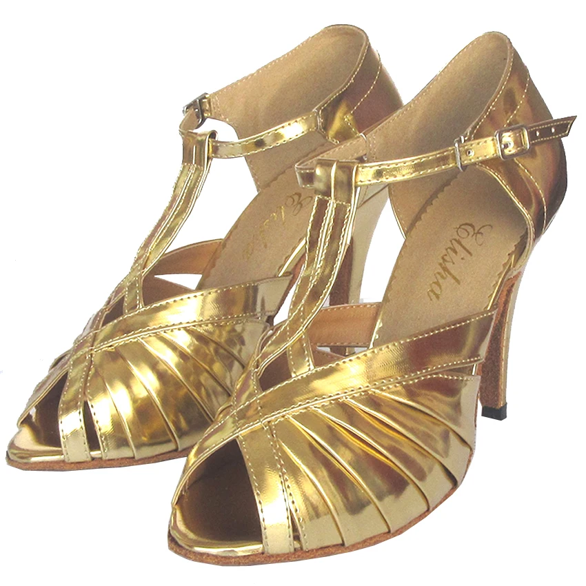 Elisha Dance Shoe 8.5CM High Heel Women's Gold Open Toe Latin Salsa