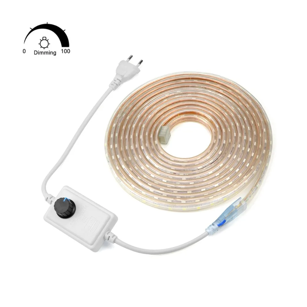 Dimmable LED Strip Light SMD 5050 AC 220V Waterproof Ribbon Tape LED