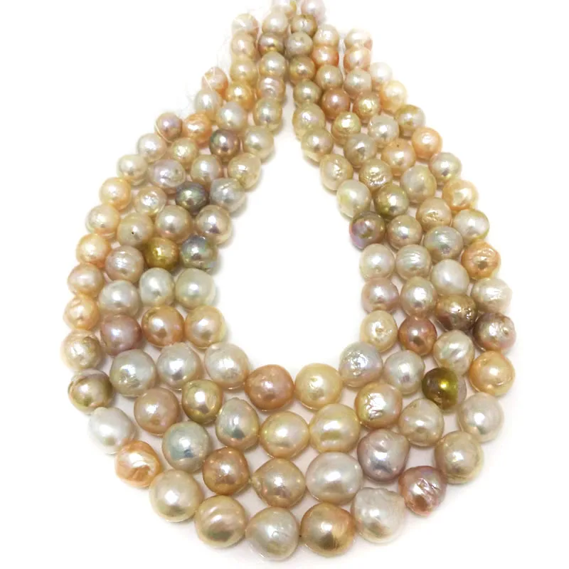 

Wholesale 10-11mm Natural Multicolor Round Big Edison Baroque Pearl Loose Strand