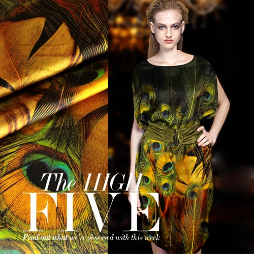 

silk satin digital print silk mulberry silk material silk peacock Peacock heavy Stretch Satin super thick good quality