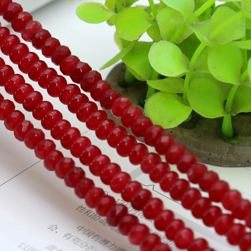 

5x8mm Faceted red chalcedony abacus shaped loose beads 15" fashion DIY fit women jewelry making gift wholesale