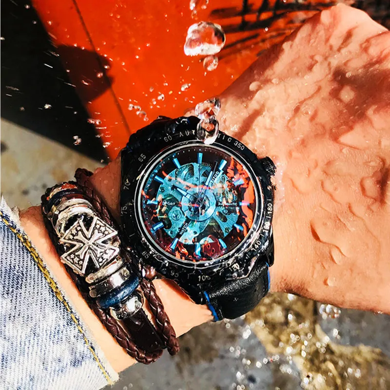 MEITUO التلقائي ووتش رجال الرياضة ساعات آلية أعلى العلامة التجارية الفاخرة ساعة معصم الملونة الذكور ساعة Relogio Masculino