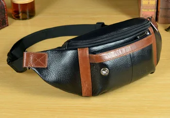 

New Men Genuine Leather Vintage Travel Messenger Shoulder Sling Chest Hip Belt Bum Pouch Purse Fanny Pack Waist Bag