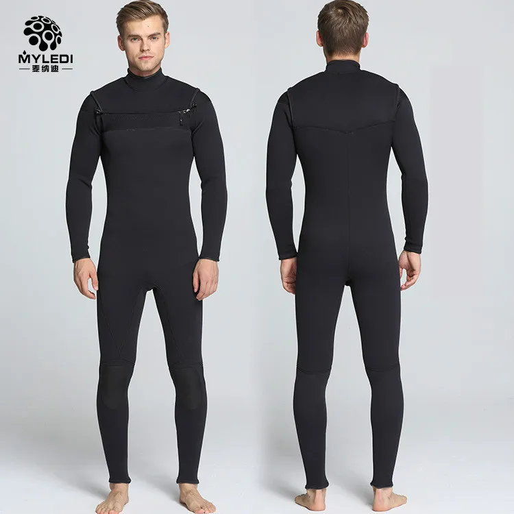 3 мм Новый мужской длинный рукав полный черный грудь Передняя открытая молния Surf Suit согревающие теплый соединенный мужской водолазный