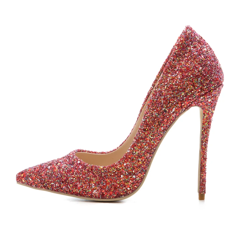 Black Cm sliver gold Slip Mujeres Stilettos Boda red 12 Talón Zapatos Lentejuelas Punta pink Nupcial Alto blue De Bombas on Tacón Estrecha xRPwBq1pa