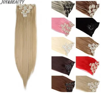 

JOY&BEAUTY 22Colors Available 24" 7Pcs/Set 16 Clips in Hair Extensions Straight Hairstyle Synthetic Hairpieces 140g False Hair