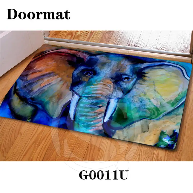 Free Shipping Custom Lovely elephant DoorMat Art Pattern Printed Carpet