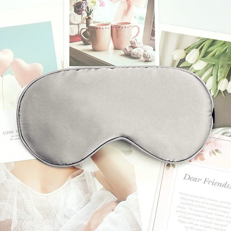 Faux Silk Eyeshade Sleeping Eye Mask Cover Eyepatch Blindfold Solid Portable New Sleep Masks - Цвет: Grey