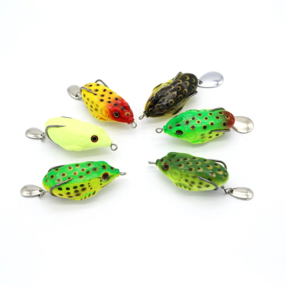 Gorgons 1Pcs 55mm 14g Artificial Softbait Top Water Floating BKK Hooks Spinner Soft Fishing Lure Frog | Спорт и развлечения