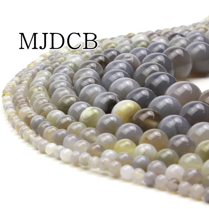 

MJDCB Natural Round 4.6.8.10.12.14mm Gray Banded Agates Beads For DIY Necklace Bracelets Jewelry Making