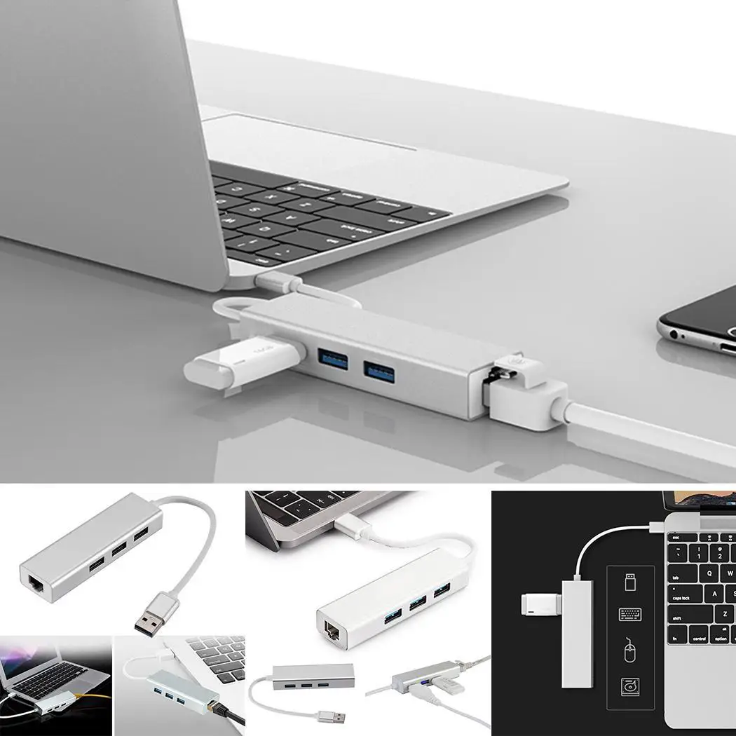 

Aluminum Alloy USB3.0 Gigabit Network Adapter with 0C-85C 3 -10C-95C Ports NIC + (free drive) 10/100/1000M HUB