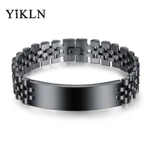 YiKLN 15 мм черные/Золотые/серебряные тяжелые сильные мужские браслеты из нержавеющей стали ювелирные изделия Модные мужские манжеты браслет YOGS997