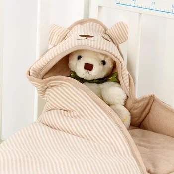 

Spring Summer Organic Colored Cotton Infant Wrap Bear Newborn Swaddling Clothes Blanket Baby Sleeping Bag