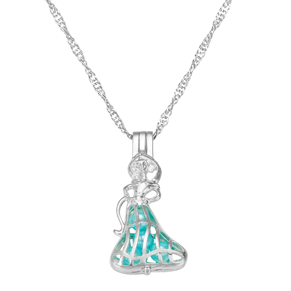 Принцесса Жасмин ожерелье клетка жемчуг кулон милый Панк ювелирные изделия Простое Ожерелье серебряное колье комплект винтажного изделия для женщин
