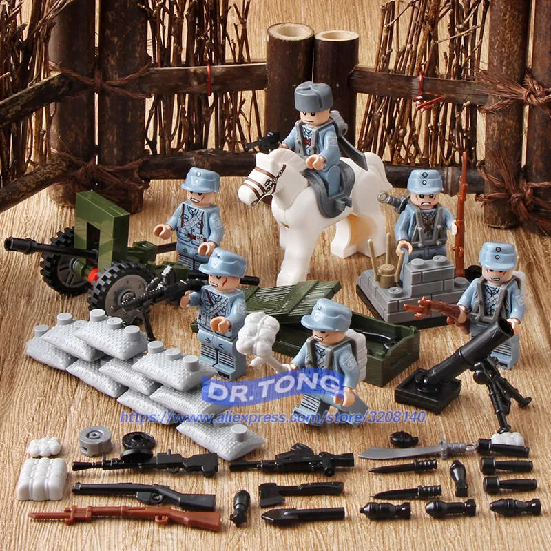 

DR.TONG 60PCS/LOT Chinese Army MILITARY World War 2 Soldier Weapon Building Blocks Brick Figures Children Toy Gifts