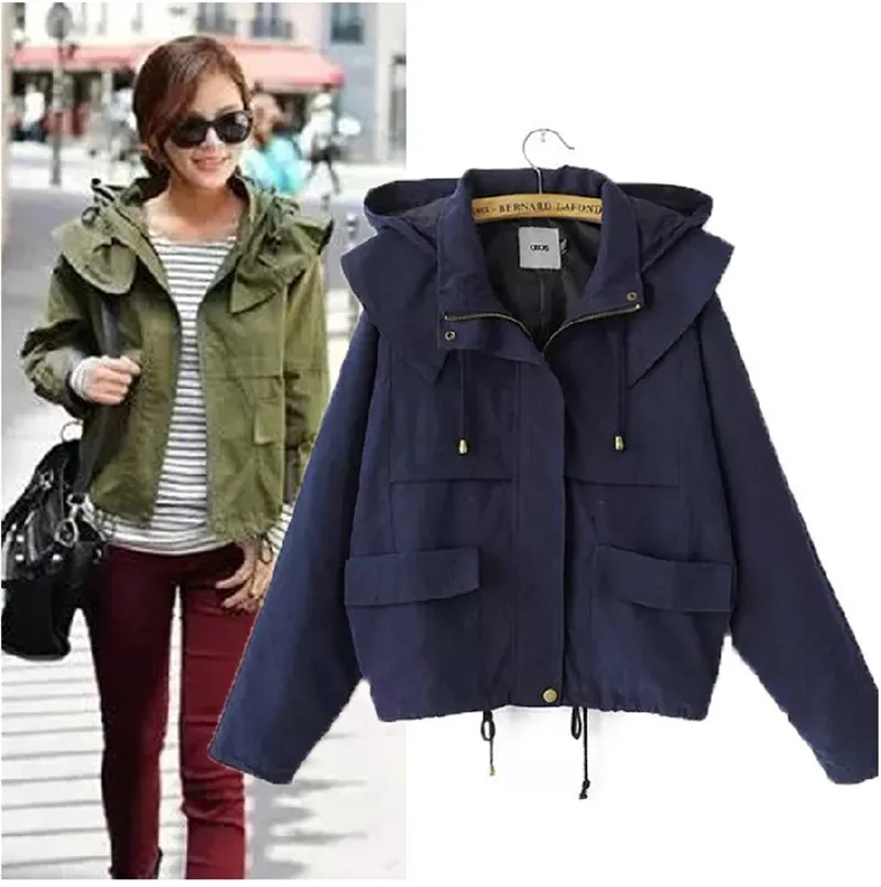2017 font b Women s b font Loose Outwear Spring autumn Army green Coat Military Casual