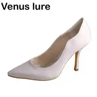 Elegantes Nobles Wies Hohe White Satin Hochzeit Schuhe für Braut 2018