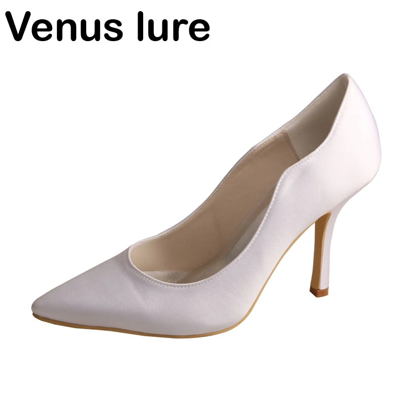 Zapatos de boda de satén blanco con alto puntiagudo, elegantes y con clase, para novia, 2018|Zapatos de tacón de mujer| - AliExpress