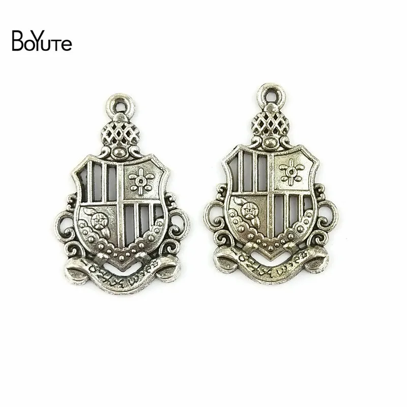 

BoYuTe (100 Pieces/Lot) 19*28MM Antique Bronze Silver Plated Metal Crown Pendant Charms Jewelry for Women Accessories Diy