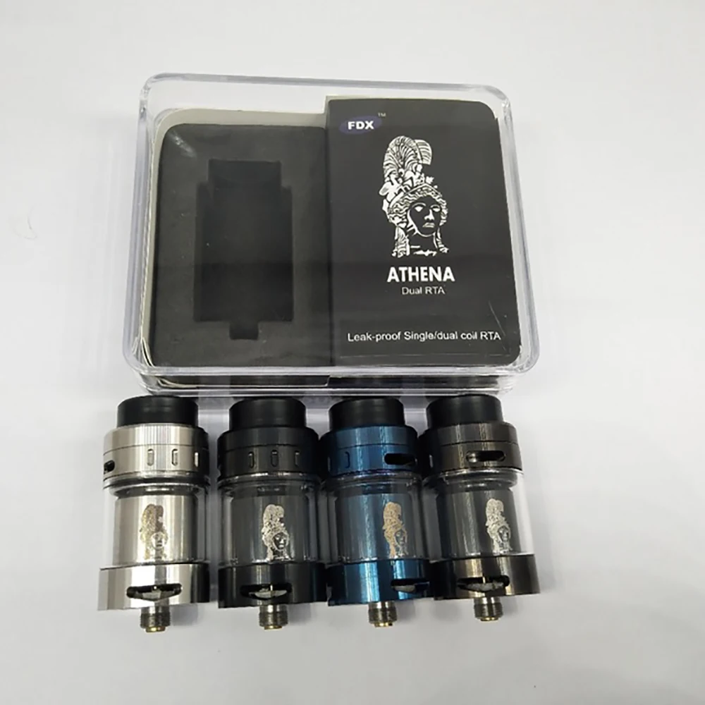 

Athena RTA E cigarette Atomizer 25mm diameter 510 Thread Vape Tank 4ml Dual coil with Flashing light for Box Mod Mechanical Mod