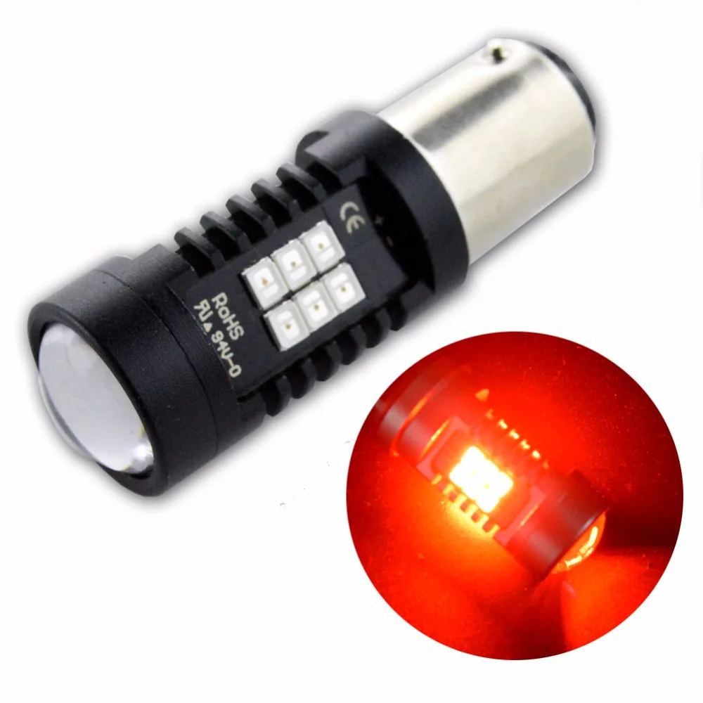 

1pc Red canbus xenon P21w 1156 ba15s bau15s 1157 bay15d auto car LED Reverse Lights Brake 500mA 12V 24V