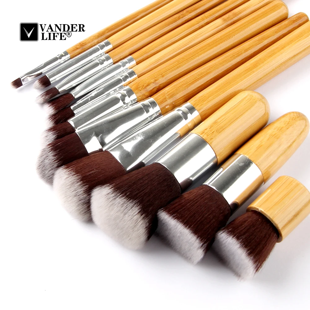 

11PCS Professional Bamboo Makeup Brushes Set Eyeshadow Pinceaux Maquillage Foundation Blusher Brush kits Soft Brochas Maquillaje