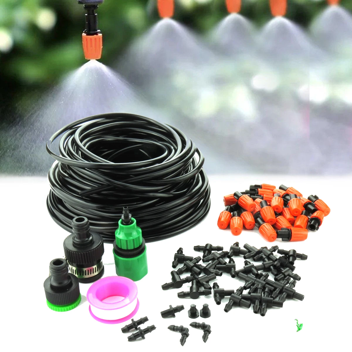 

MUCIAKIE 25m DIY 1/4'' Hose Garden Watering Hanging Irrigation Kits Plants Flowers Tree Bonsai Cooling System