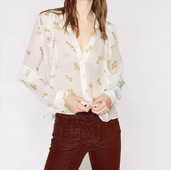 

White Blouse Women Silk Button Shirts Tops Fashion Casual Long Sleeve Blouses