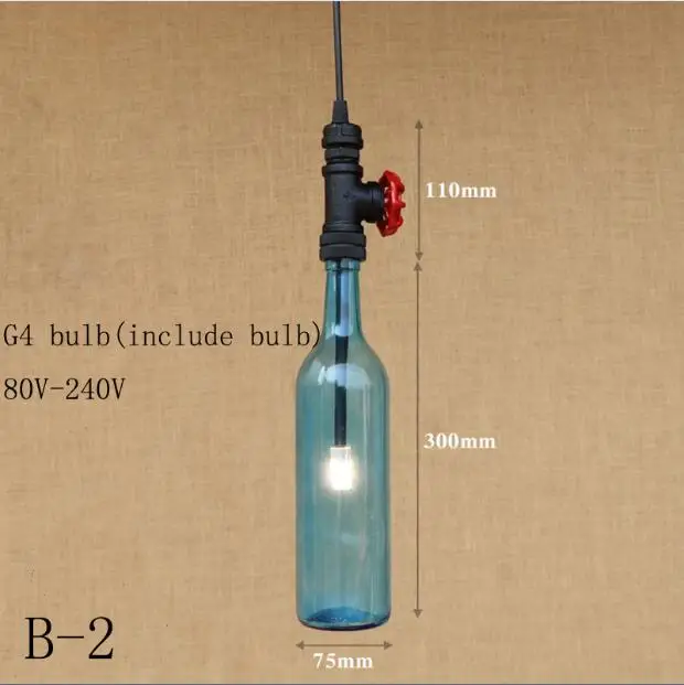Промышленные лампы винтажные стеклянные бутылки абажур подвесной светильник Внутреннее освещение G4 подвесной светодиодный светильник для столовой бара - Цвет корпуса: B-2