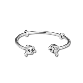 

CKK Bracelet Sterling Silver Jewelry Mickey & Minnie Open BangleS & Bracelets for Women Pulseira Masculina Feminina Silver 925