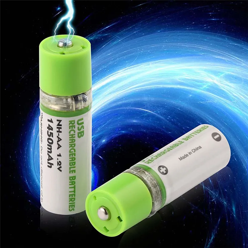 MJKAA 4 шт. AA 1450mAh 1,2 V USB перезаряжаемая батарея Ni-MH аккумулятор для окружающей среды порт зарядки портативный для дистанционного управления