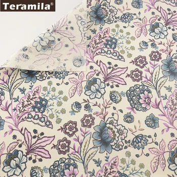 

Blooming Flowers Designs Cotton Linen Fabric Sewing Material Tissu Tablecloth Pillow Bag Curtain Cushion Pillow Zakka TERAMILA
