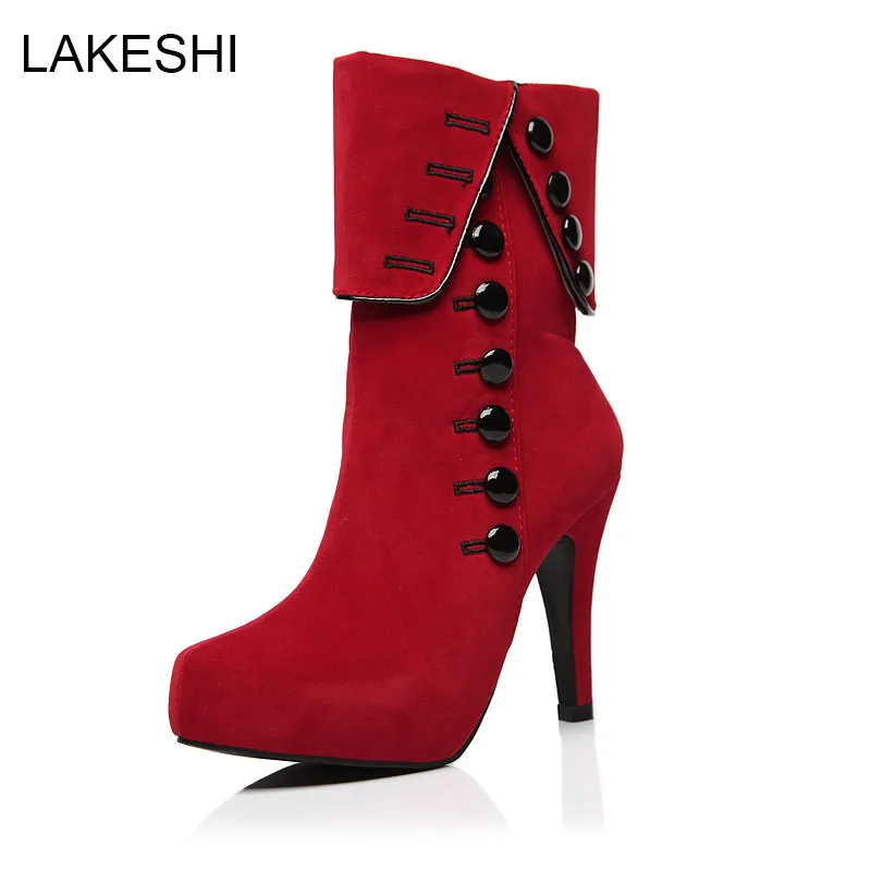 

LAKESHI New High Boots Platform Short Plush Winter Boots Women Boots 2019 High Heel Shoes Winter Ankle Boots For Women Footwear
