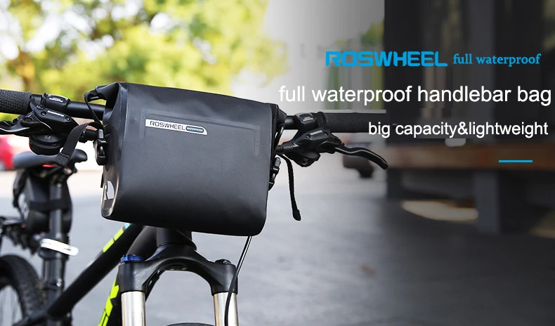 Excellent ROSWHEEL DRY 3L Cycling Bike Bicycle Handlebar Front Basket PVC Full Waterproof Bags Bike Accessories Cycle Pannier Pouch 1