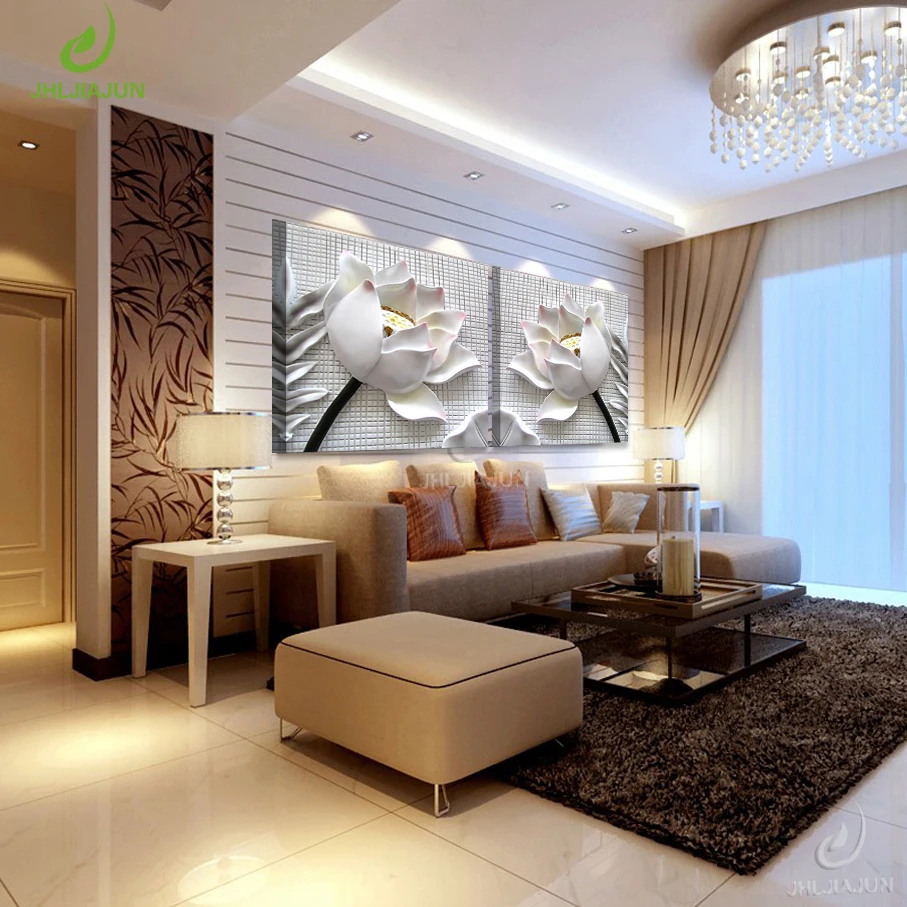 Art Painting Wall Pictures For Living Room 3D Lotus Flower Home Decoration Modular Pictures For Kitchen Art Canvas Print Poster