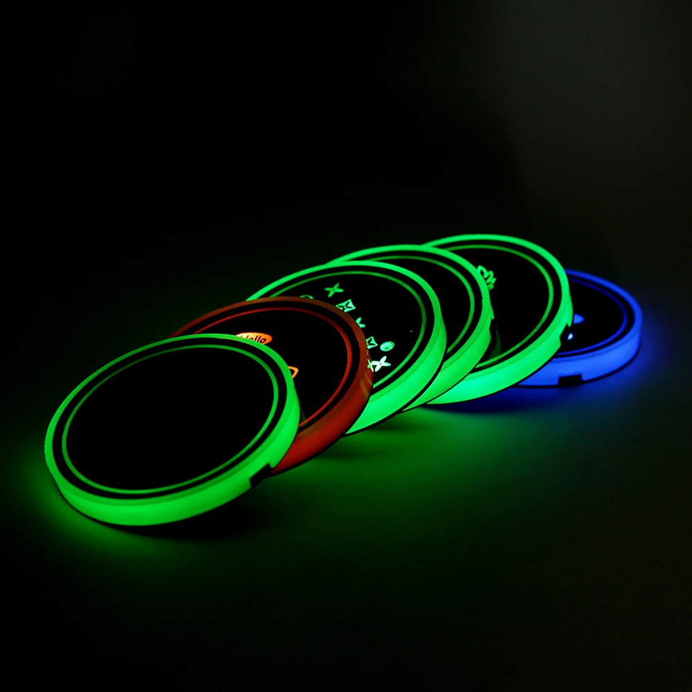 

2X led cup holder light For kia rio 3 4 5 ceed sportage k3 k4 k5 sorento soul cadenza Logo light Luminous Coaster
