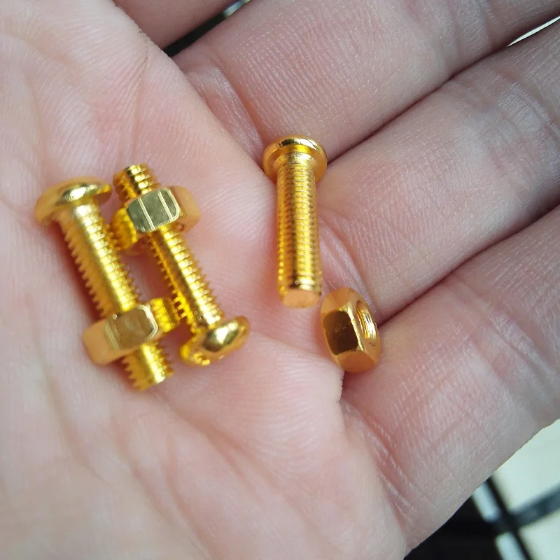50pcs/lot M4 x 18mm Gold Cross Recessed screw+nut Fittings machine