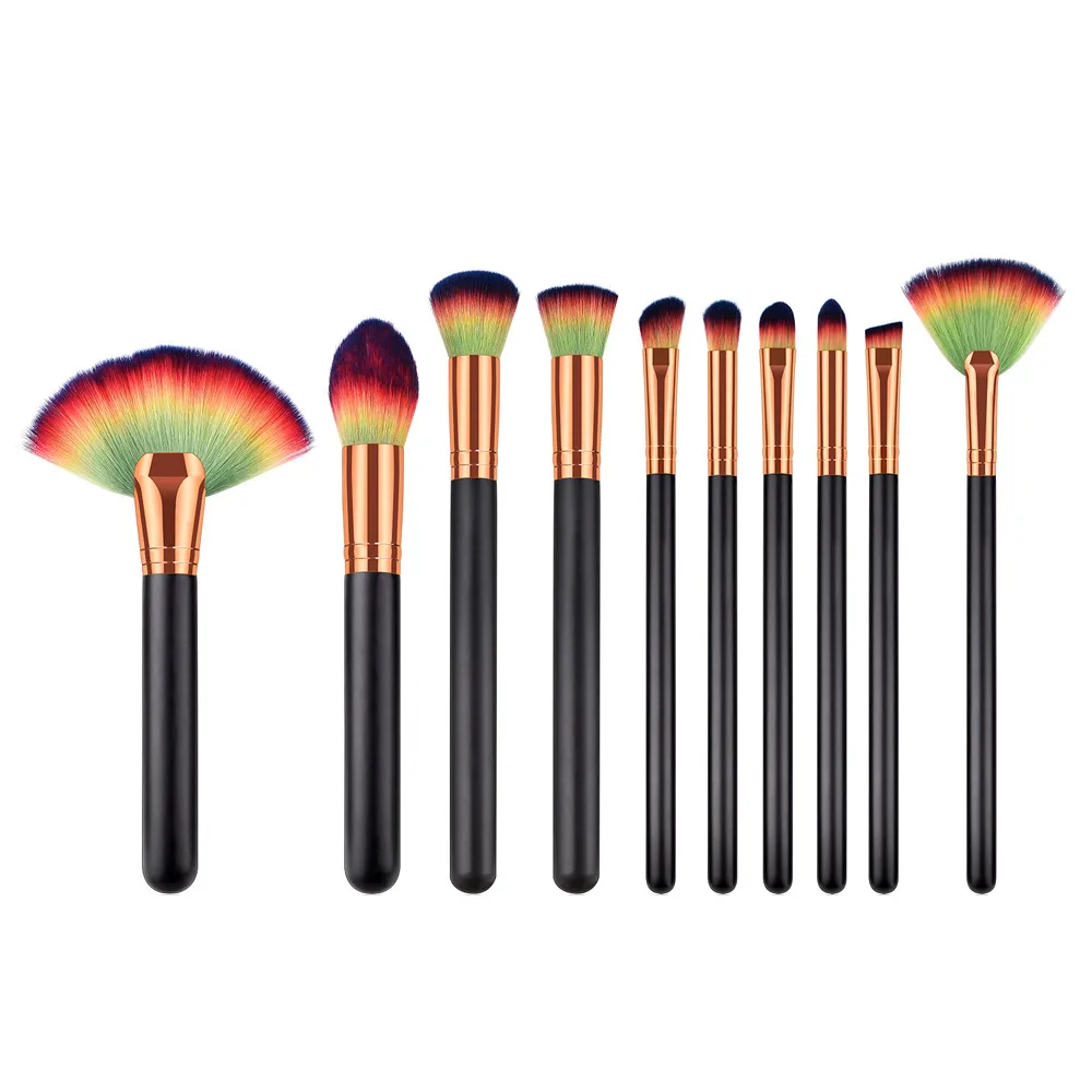 

Creative 10PCS Makeup Brushes Set Black Wooden handle Cosmetic Foundation Powder Eyeshadow Concealer Eyebrow Brush dropshipping