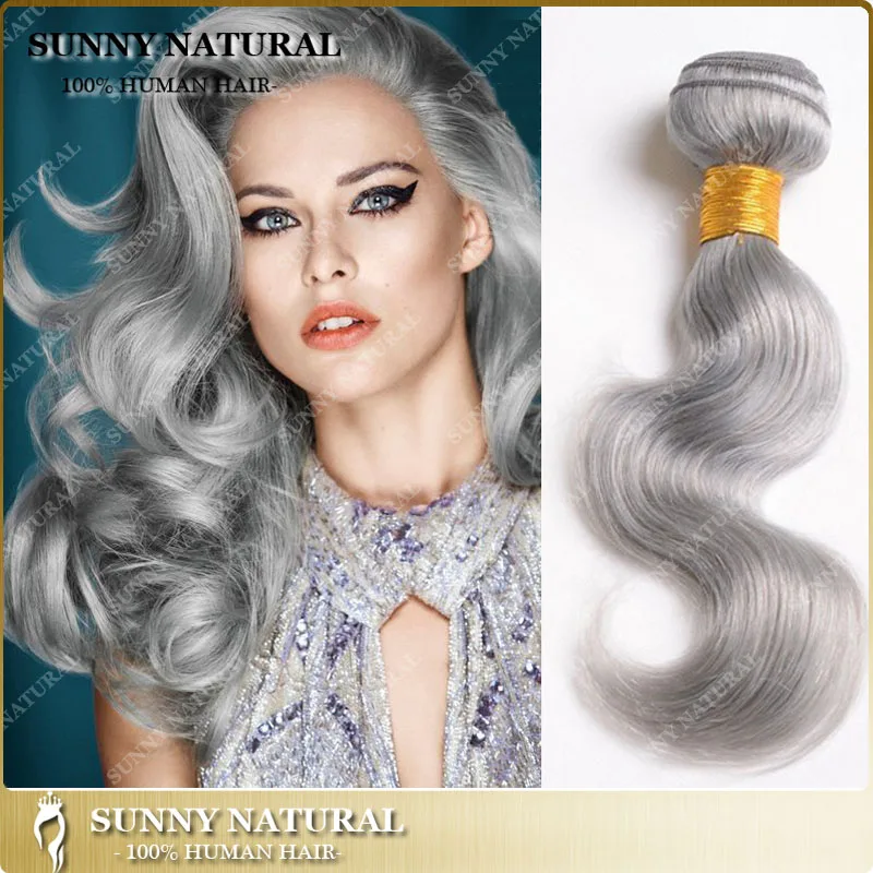 Beauty silver grey hair extensions best human grey hair weave virgin