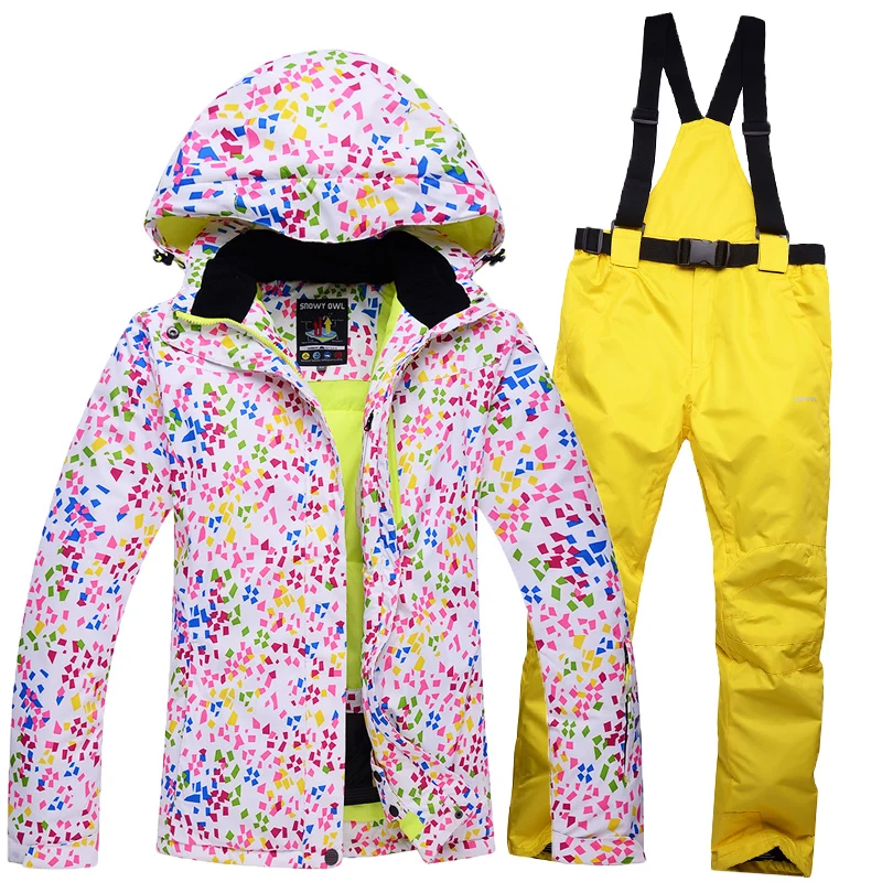 Woman's ski suit set thickening women skiing clothing winter outdoor sports ski jacket+ski pants