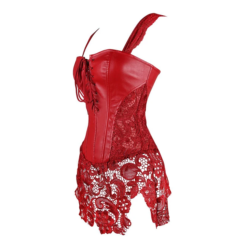 Leather Corset Bondage Cinta Modeladora Lace Corset Dress Corpete Gothic Clothing Latex Corset Steampunk Clothing Plus Size 6XL (14)