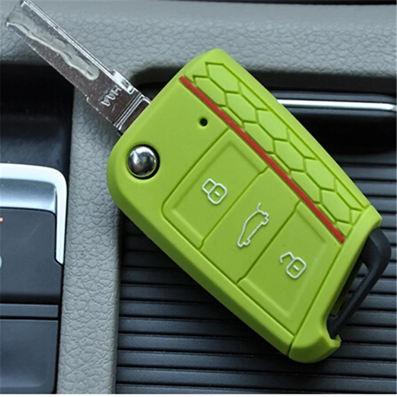 

2018 New car key cover case for Volkswagen Golf7 Skoda Octavia A7 Seat Leon Ibiza portect 3 silicone buttons