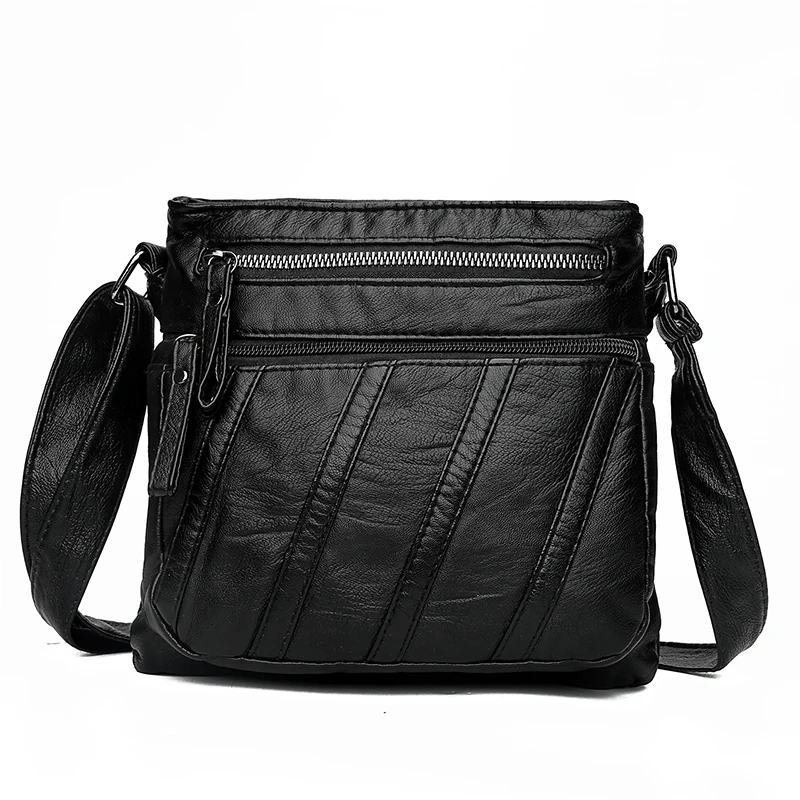 Annmouler أزياء النساء Crossbody حقيبة لينة غسلها محفظة جلدية حقيبة يد حقيبة كتف جلدية pu صغير أسود حقيبة ساعي