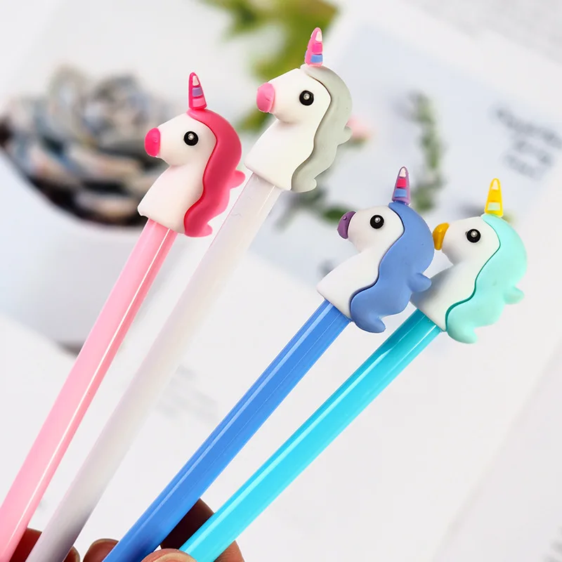 

36 pcs/Lot Color Unicorn gel pens 0.5mm roller ball Black ink pen writing gift Stationery Office school supplies Canetas A6152