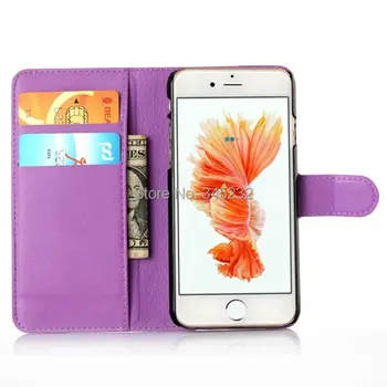 

10pcs/lot free shipping Litchi Grain wallet leather Case For iphone 5S /SE6/ 6 Plus/7/7 plus