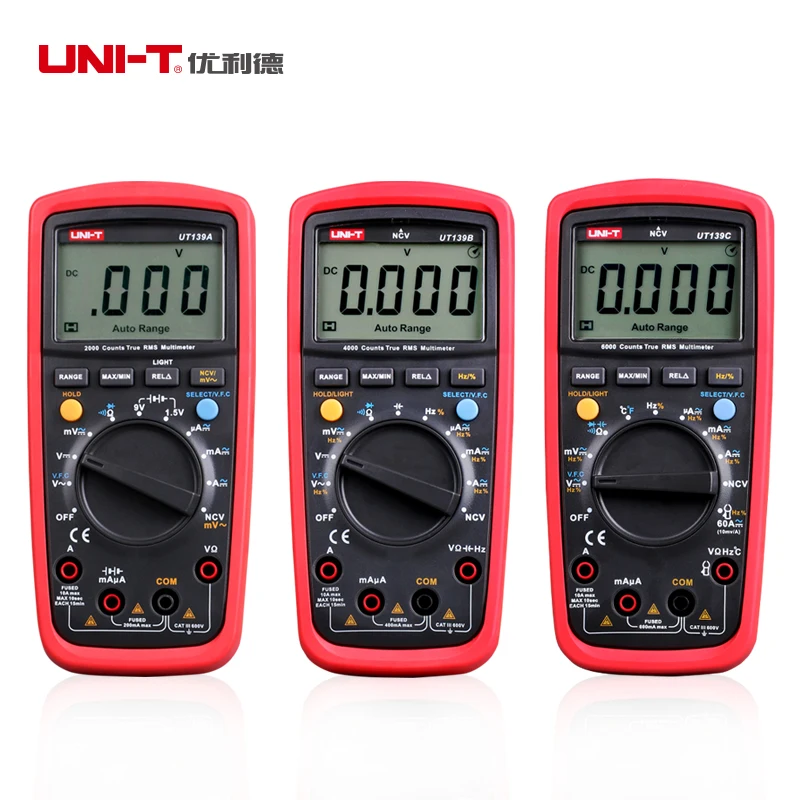 

UNI-T UT139A UT139B UT139C True RMS digital multimeter with auto range AC/DC Amp/Volts Ohm Tester Multimetro On Sale