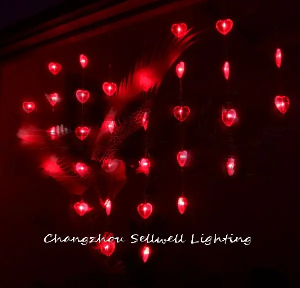 

Great!holiday Lighting Showcase Crystal Curtain Decoration 0.95*1.2m Red Heart Bead Curtain Lamp H062(6)