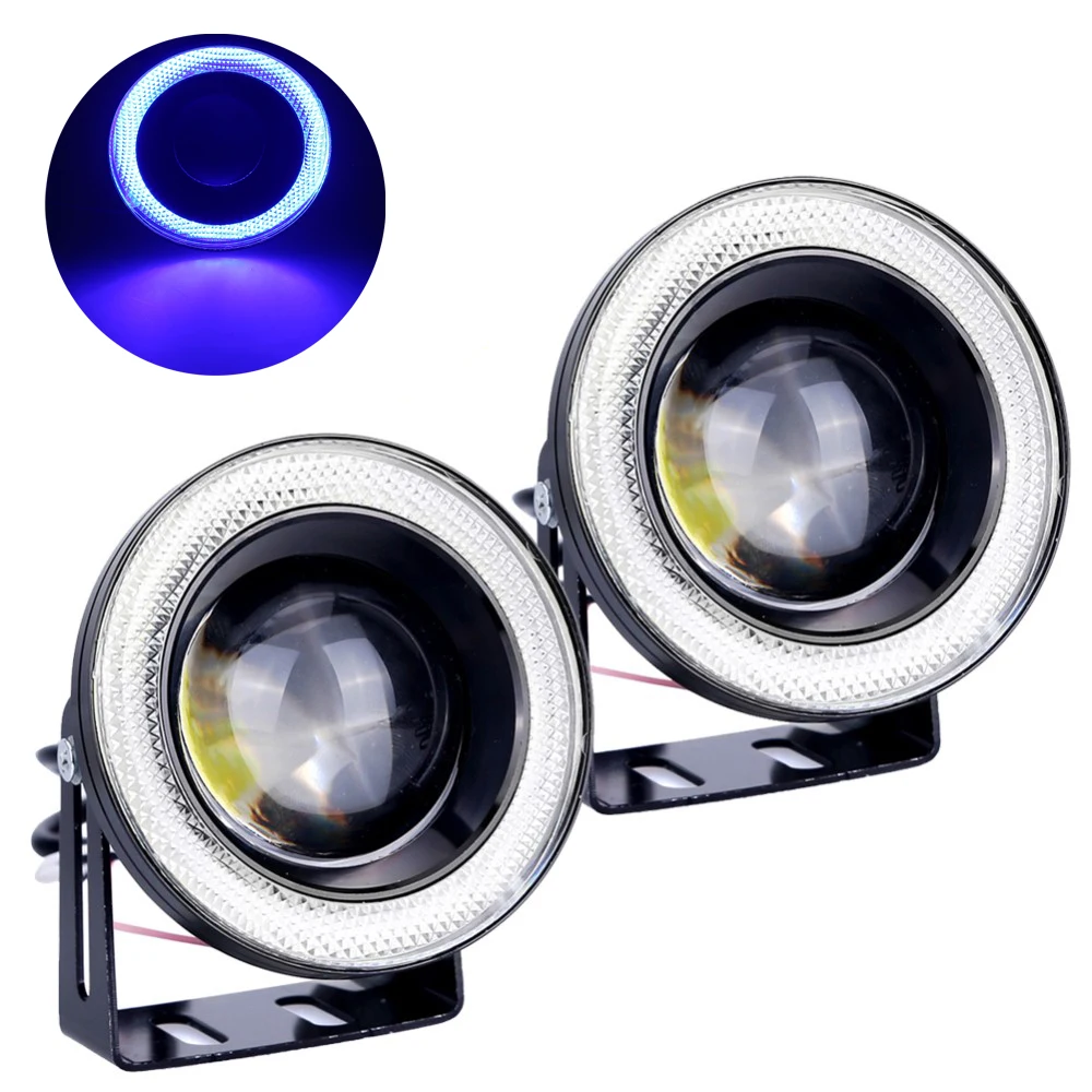 3.5 inch COB Angel Eyes Fog Lights Led Car Headlight Lamp DRL Universal